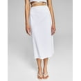 thumbnail image 2 of And Now This Women's Back Zipper Slit Cotton Midi Skirt White Size M, 2 of 3