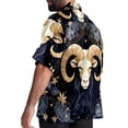 thumbnail image 3 of Aries Constellation Men's Button Down Hawaiian Print Short Sleeve Casual Summer Beach Shirts, 3 of 6