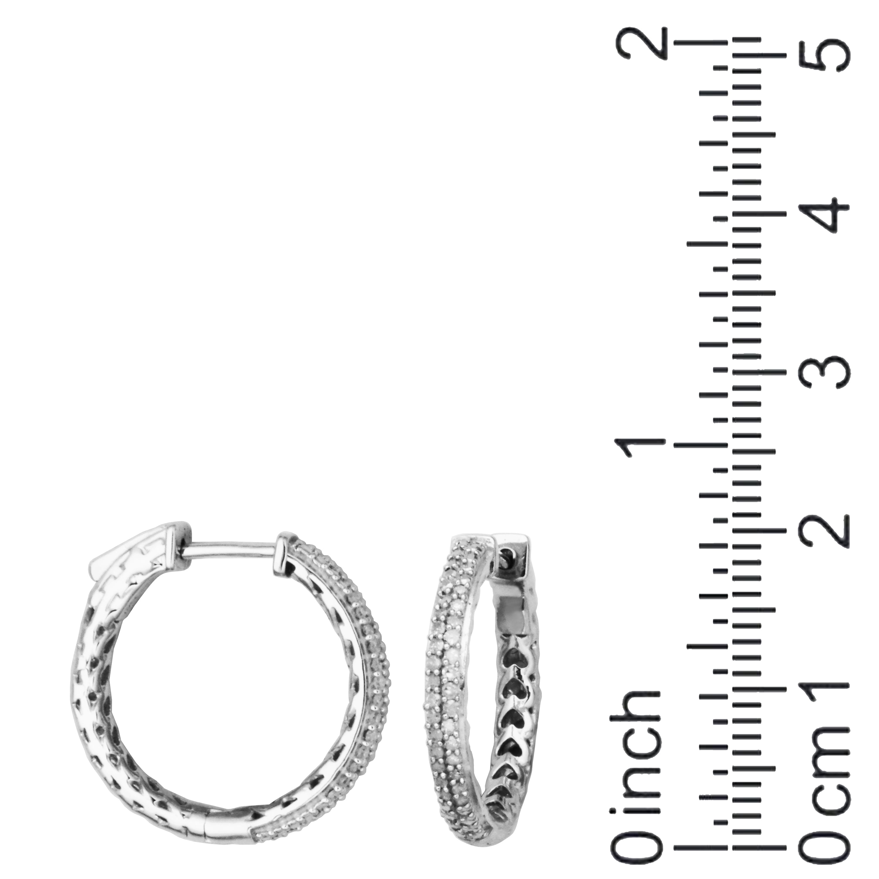 Forever Facets 1/4 cttw Diamond Pave Hinged Hoop Earrings in Rhodium over Sterling Silver, Adult Female