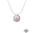 thumbnail image 2 of Delight Jewelry Silvertone Mom Banner on Pink Crystal Heart Hockey Ring Charm Necklace, 18", 2 of 4