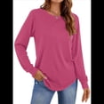thumbnail image 3 of Sudadera Informal de Cuello Redondo para Mujer, Larga, Corte Holgado, Cuello Alto, Forro Cómodo, Prendas de Moda para Otoño. Rojo XXL, 3 of 8