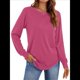 thumbnail image 3 of Sudadera Informal de Cuello Redondo para Mujer, Larga, Corte Holgado, Cuello Alto, Forro Cómodo, Prendas de Moda para Otoño. Rojo L, 3 of 8