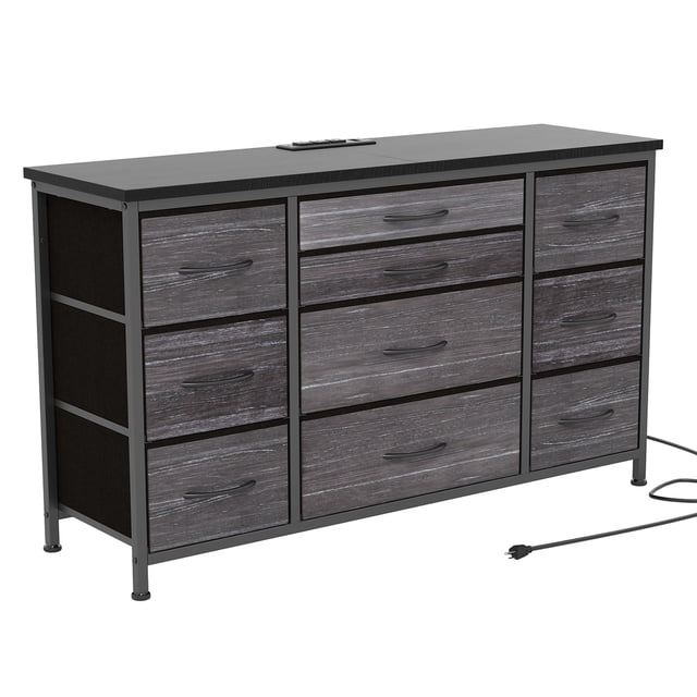 Armario con 10 Cajones y Estación de Carga - Soporte para TV de 55", Mueble Multiusos para Recámara y Sala