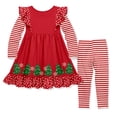 thumbnail image 2 of Millie Loves Lily Girls Red Christmas Tree Border Angel Wing Dress & Legging Set Size (4-12), 2 of 8