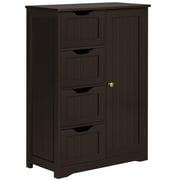 Yaheetech Free-Standing Cabinet Wooden Bathroom Cabinet Storage Cabinets with Four Drawers and Cupboard for Bathroom/Kitchen