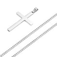 thumbnail image 2 of Men's Silver Cross Pendant & Curb Chain Stainless Steel Necklace Set, 2 of 5