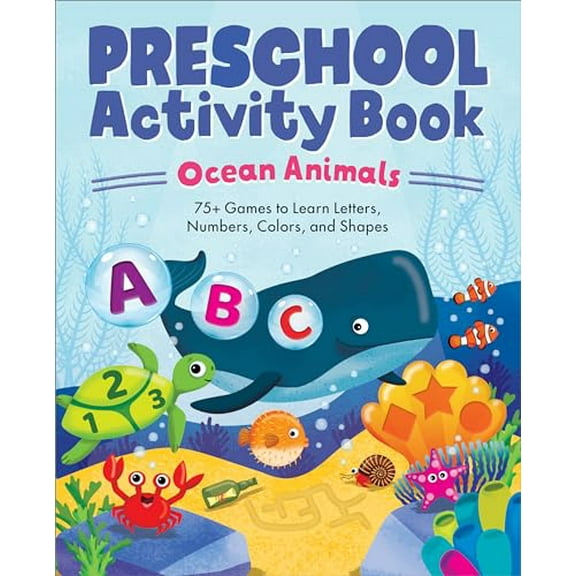 Pre-Owned Ocean Animals Preschool Activity Book: 75 Games to Learn Letters, Numbers, Colors, and Shapes (Paperback) 1647392373 9781647392376