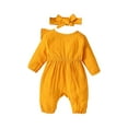 thumbnail image 4 of Bagilaanoe Newborn Baby Girl Fall Jumpsuits Ruffles Long Sleeve Bodysuits + Headband 1M 3M 6M Infant Casual One Piece Rompers, 4 of 8