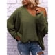 thumbnail image 4 of Suéter Holgado de Punto de Larga con Cuello en V para Mujer Verde XS, 4 of 5