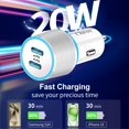 thumbnail image 3 of Cargador de coche Cluvox, 40 W, rápido, USB C, paquete de 2 unidades, para iPhone, 3 of 7