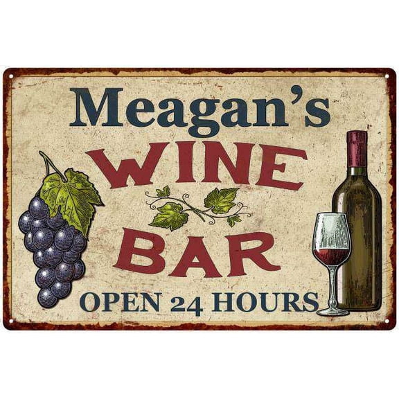 Meagan's Rustic Wine Bar Sign Wall Décor Kitchen Gift 8 x 12 High Gloss Metal 208120056466