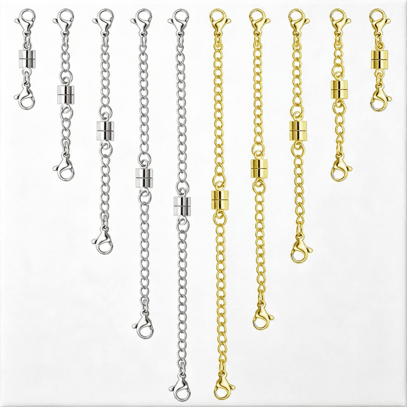 DESIGNICE Necklace Extender with Magnetic Clasp Chain Extenders for Necklaces,Gold and Silver Double Magnetic Necklace Clasps and Closures,Bracelet Extension,Jewelry Necklace Extenders for Women