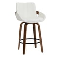 thumbnail image 6 of CRERIYO 26" Swivel Counter Height Bar Stool Set of 1, PU Leather Upholstered Bar Chair with Black Ring Footrest and Walnut Wood Legs, Beige, 6 of 7