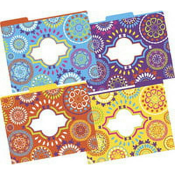 Barker Creek Designer File Folders, Moroccan Pattern, Letter Size, 1/3 Cut Tabs, Multicolor, 12 Pack