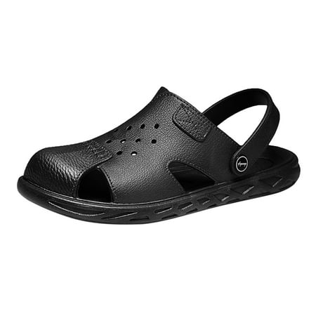 

Quealent Adult Men Sandal Men S Sandals 12 Men Summer Casual Leather Sandals Leather Beach Shoes Anti Slip Closed Toe Mens Slide Sandals Size 14 Black 9.5