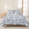 thumbnail image 3 of Queen Quilt Set 90''x96'', Blue Flower Lightweight Bedspread Coverlet Set with 2 Pillow Shams, Vintage Farmhouse Boho Leaf Spring Summer Breathable All Season Quilt Bedding for Bedroom/Guest Room, 3 of 9
