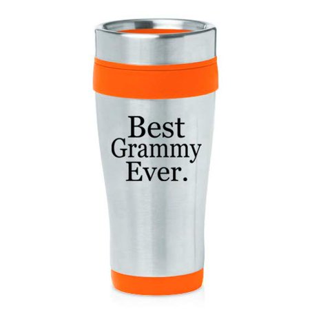 

16 oz Insulated Stainless Steel Travel Mug Best Grammy Ever Grandma Grandmother (Orange)