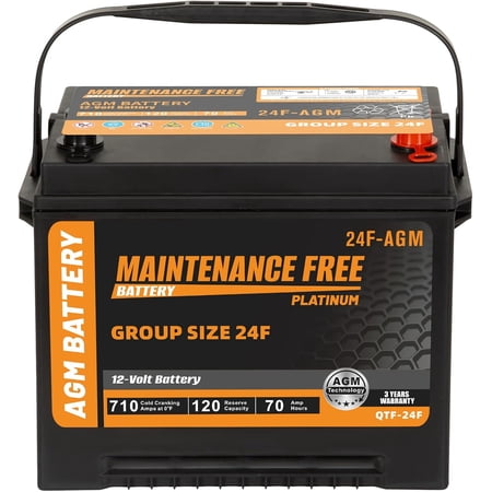 YIXUAN Group 24F AGM Start-Stop Battery, 12V 70Ah, 710 CCA, 120 RC, Rechargeable