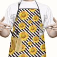 thumbnail image 2 of Black White Stripe Sunflower Pattern Apron-Garden Aprons for Women with Pockets-Cotton Linen Waterproof Kitchen Cooking Gardening Aprons Adjustable for Kitchen,Cooking,BBQ and Salon 33x27 Inch, 2 of 7