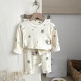 thumbnail image 2 of masbird Toddler Baby Boy Girl Pajamas Set Kids Sleepwear 2 Pcs Pjs Long Sleeve Top and Pants Jammies Sets Fall Winter 6-12 Months 12-24 Months 2t 3t 4t 5t 6t 7t 8t 9t(Beige,1-2 Y), 2 of 4