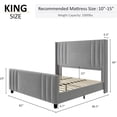thumbnail image 4 of VANACC Velvet Upholstered King Size Bed Frame with Headboard & Footboard/Wingback for Adult Grey, 4 of 6