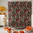 thumbnail image 3 of Shower Curtain 54"W x 78"L Red Mushrooms Fern Texture Fabric Shower Curtains Set with Hooks Water Repellent Bathroom Curtains Machine Washable Bathroom Accessories, 3 of 6