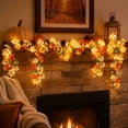 thumbnail image 6 of Yakvarog 5.7ft LED Fall Garland with Lights, Realistic Autumn Maple Leaves Garland Battery Operated for Thanksgiving Halloween Decor, Doorway Stair Railing, Indoor Outdoor, 6 of 6