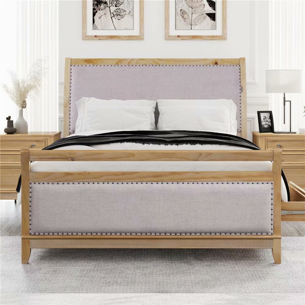 VIK Hazel Upholstered & Wood Storage Queen Bed with 4 drawers Walmart