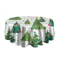 thumbnail image 5 of White Christmas Watercolor Tree Pattern Round Tablecloth 60"x60",Wrinkle Wipeable Table Cloth for Kitchen Dining Room Picnic Patio Party, 5 of 6