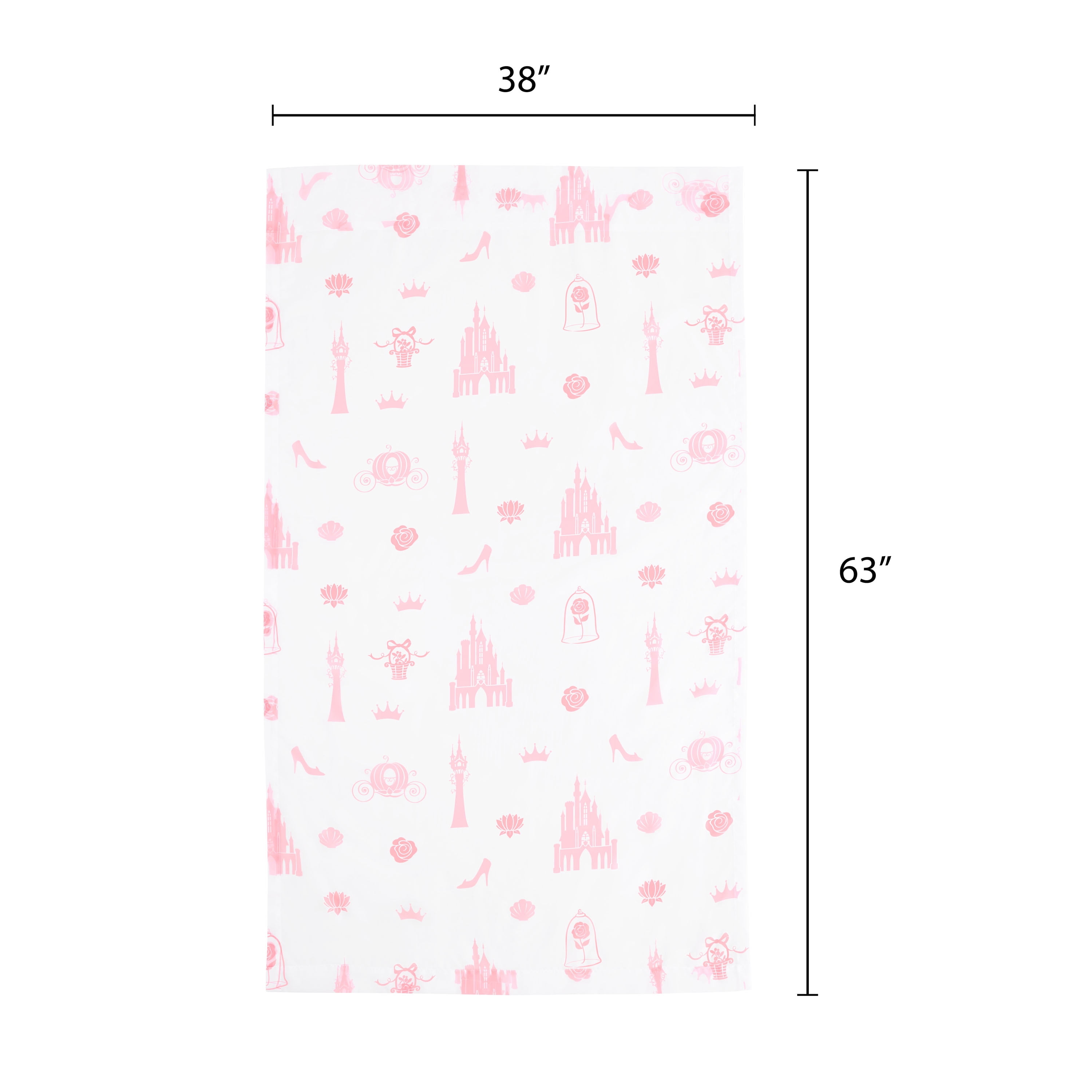 Princess Sheer Kids Drape, 38" x 63", Pink and White, Disney