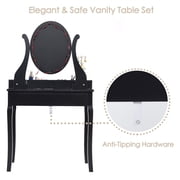 Makeup Dressing Table set with 10 Light Bulbs and Touch Switch Vanity Table Set Black