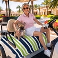 thumbnail image 3 of Golf Cart Seat Covers for 2 Seater,Navy Blue Green Striped Microfiber Cart Seat Towel Blanket,Modern Minimalist Ombre Lines Absorbent Breathable Non Slip Bench Seats Protector for Golf Course 51"x31", 3 of 9