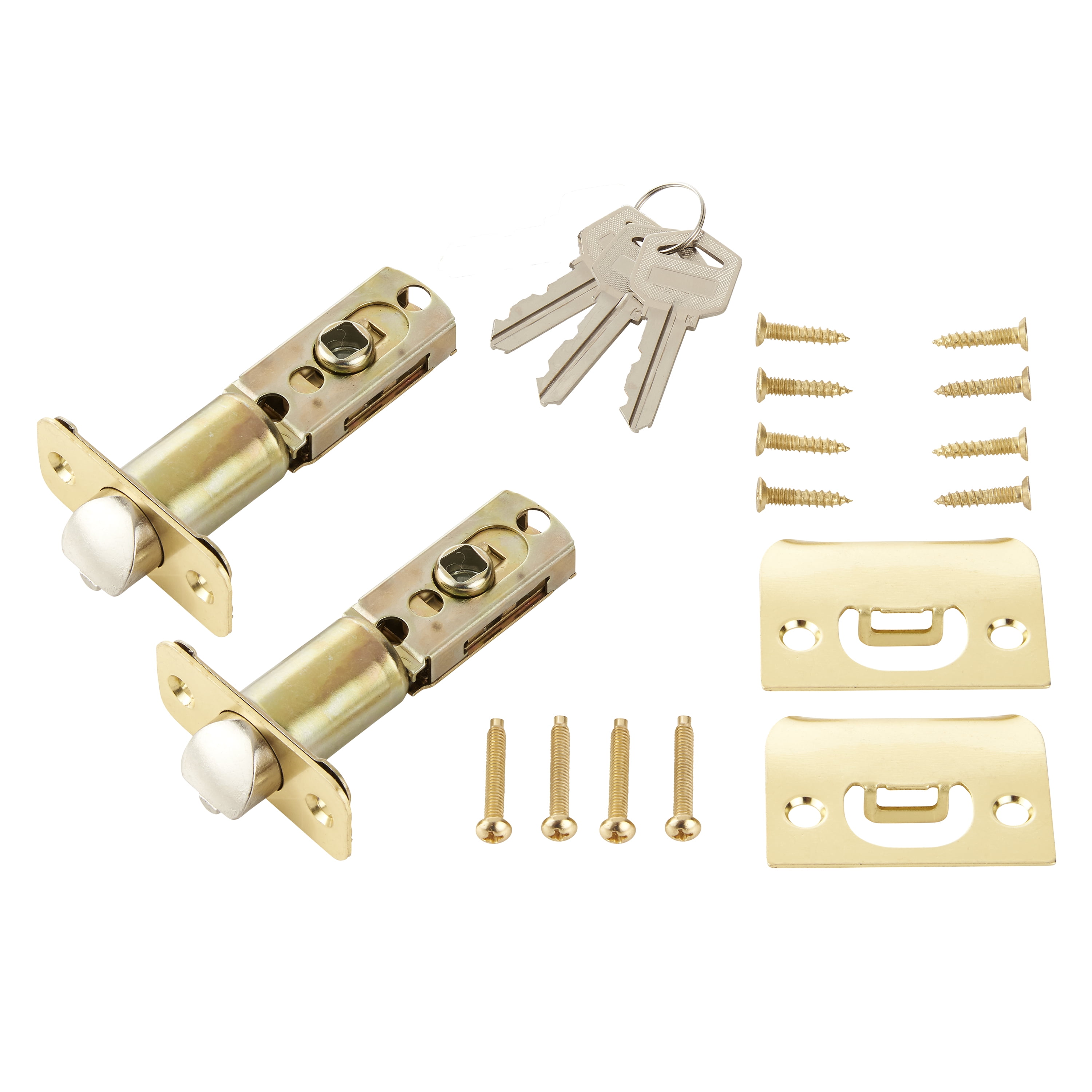 Hyper Tough Keyed Entry Tulip Style Doorknob, Polished Brass Finish, Twin Pack