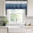 thumbnail image 2 of Navy Blue Valances for Windows, Rod Pocket Kitchen Valance Curtains - Soft & Washable Small Window Treatment for Living Room, Bathroom, Gradient Pure Color 42x12inch, 1 Panel, 2 of 9