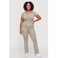 thumbnail image 2 of Women's Plus Size Compression Rib Johnny Collar Short Sleeve Top, 2 of 4