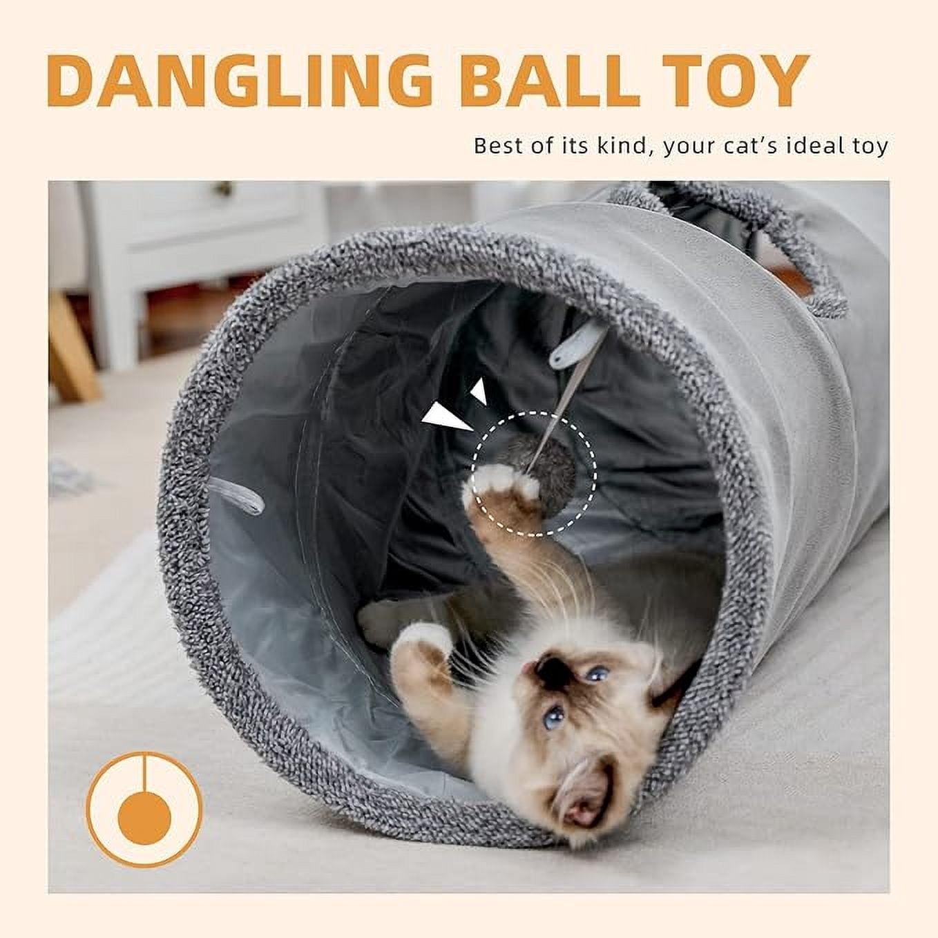Cat Tunnel 51 Inches Long Cat Toys Collapsible Tunnel 12 Inches in Diameter Large Cat Tube for Big Cat,Rabbits and Puppy- Large