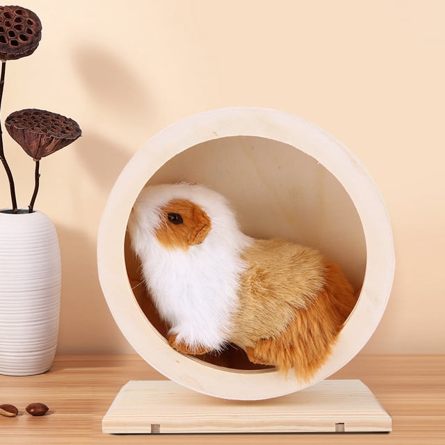 Roue d'Exercice Silencieuse en Bois pour Hamster, Roue d'Exercice Silencieuse et Robuste avec Support pour Hamster, Roue de Course pour Hamster Cochon d'Inde pour Exercice d'Animaux S