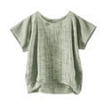 thumbnail image 6 of Helii Women's T Shirts Round Neck Short Sleeve Cotton Linen Casual Basic Tops Loose Breathable Blouses Fashion Travel Beach Vacation Outfits S-5XL Green, 6 of 6