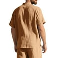 thumbnail image 5 of MIXUE Mens Casual Button Down Shirts Linen Solid Color Stank Short Sleeve Casual Beach Shirt Tops Daily-Wear,Brown,XXXL, 5 of 7