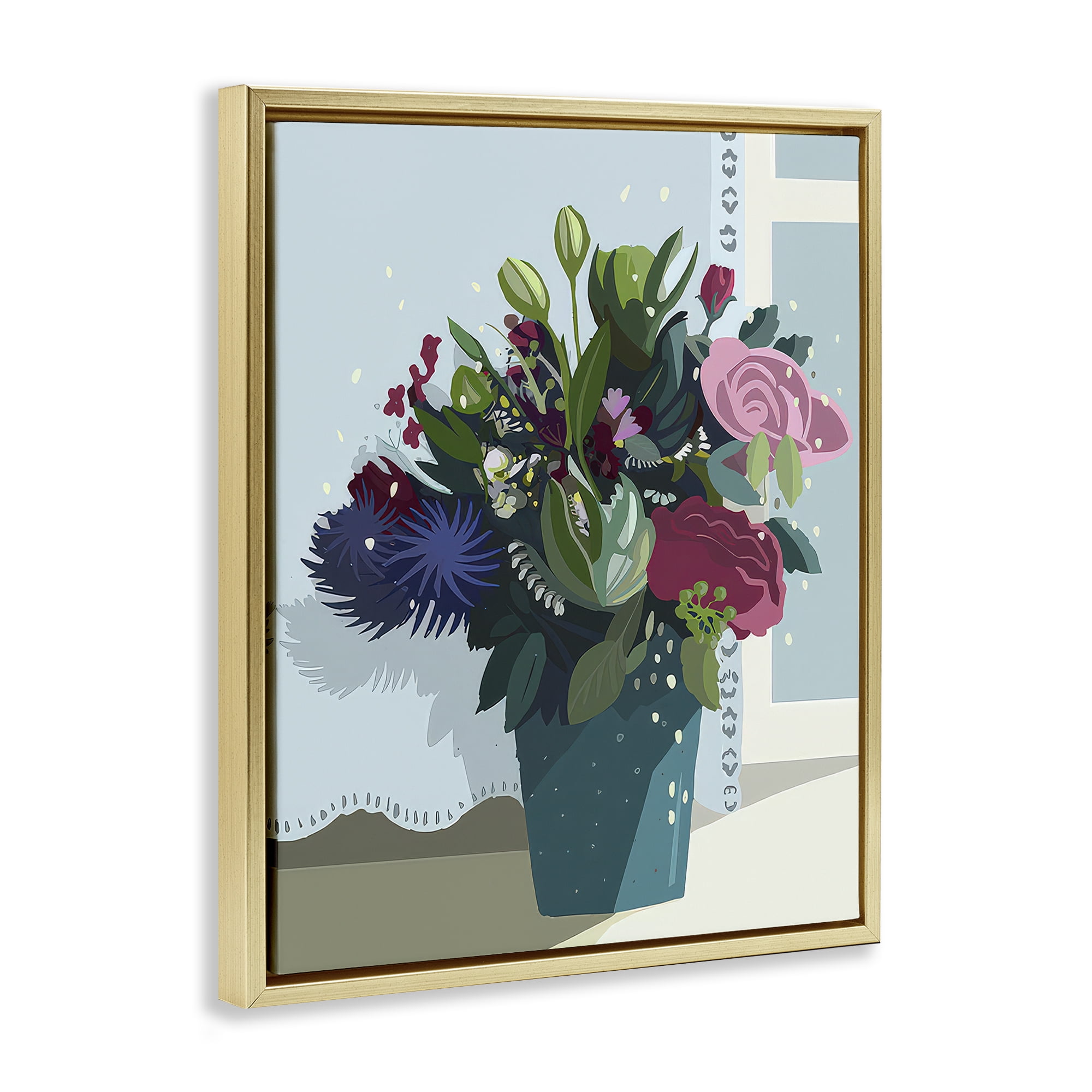 Stupell Industries After The Wedding Bouquet Plants & Flowers Painting Gold Floater Framed Canvas Art Print Wall Art, 25 x 31