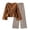 1-Brown63, variant on Kiijoy Girls Elegant Long Sleeve Blouse with Striped Pants Outfits, Sizes 4-16