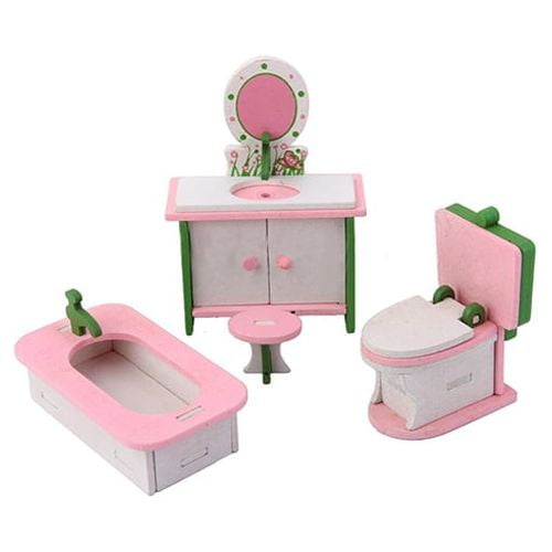 Beverly Hills Doll Collection Wooden Dollhouse Furniture Set for Kids -  Miniature Dollhouse Accessories 24PCS Doll House Furnishings with Kitchen,  Living Room, Bedroom, and Bathroom for Doll Family