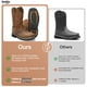 thumbnail image 4 of SMILIN Botas con Punta de Acero para Hombre, Botas de Trabajo Occidentales sin Cordones, Marrón, Talla 9.5, 4 of 9