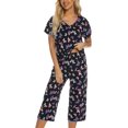 thumbnail image 2 of HAHDAXIA Womens Pajama Set Cotton Capri Pant Pyjama Short Sleeve Sleepwear Summer Pjs, 2 of 6