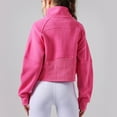 thumbnail image 2 of Chandails en Molleton d'Hiver Demi-Fermeture à Glissière Court Chandail Col Entonnoir Doublé Polaire Fermeture à Glissière Manches Longues Hauts Trou pour le Pouce pour Femmes Filles - Rose, 2 of 7