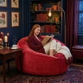 thumbnail image 3 of VIREO 4FT Bean Bag Chairs for Adults Memory Foam Filler Beanbag Chair with Removable and Washable Flannel Cover, Lazy Chairs for Living Room - Red, 3 of 11