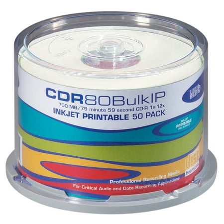 Printable Cd Sleeves HHB 80 Minute Professional SILVER CD- White Inkjet Printable 1x-12x Specialized Write Speed *50 PACK ()