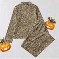 thumbnail image 5 of MEZZALL Women Pajama Sets Leopard Long Sleeve Lapel Button Shirts Blouse Tops With Pants Home Clothing Versatile Sleepwear, 5 of 5