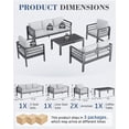 thumbnail image 3 of AECOJOY Aluminum Patio Furniture Set, 7 Seats Modern Outdoor Furniture with Coffee Table, 5 Pieces Metal Conversation Sectional Sofa, Grey, 3 of 9