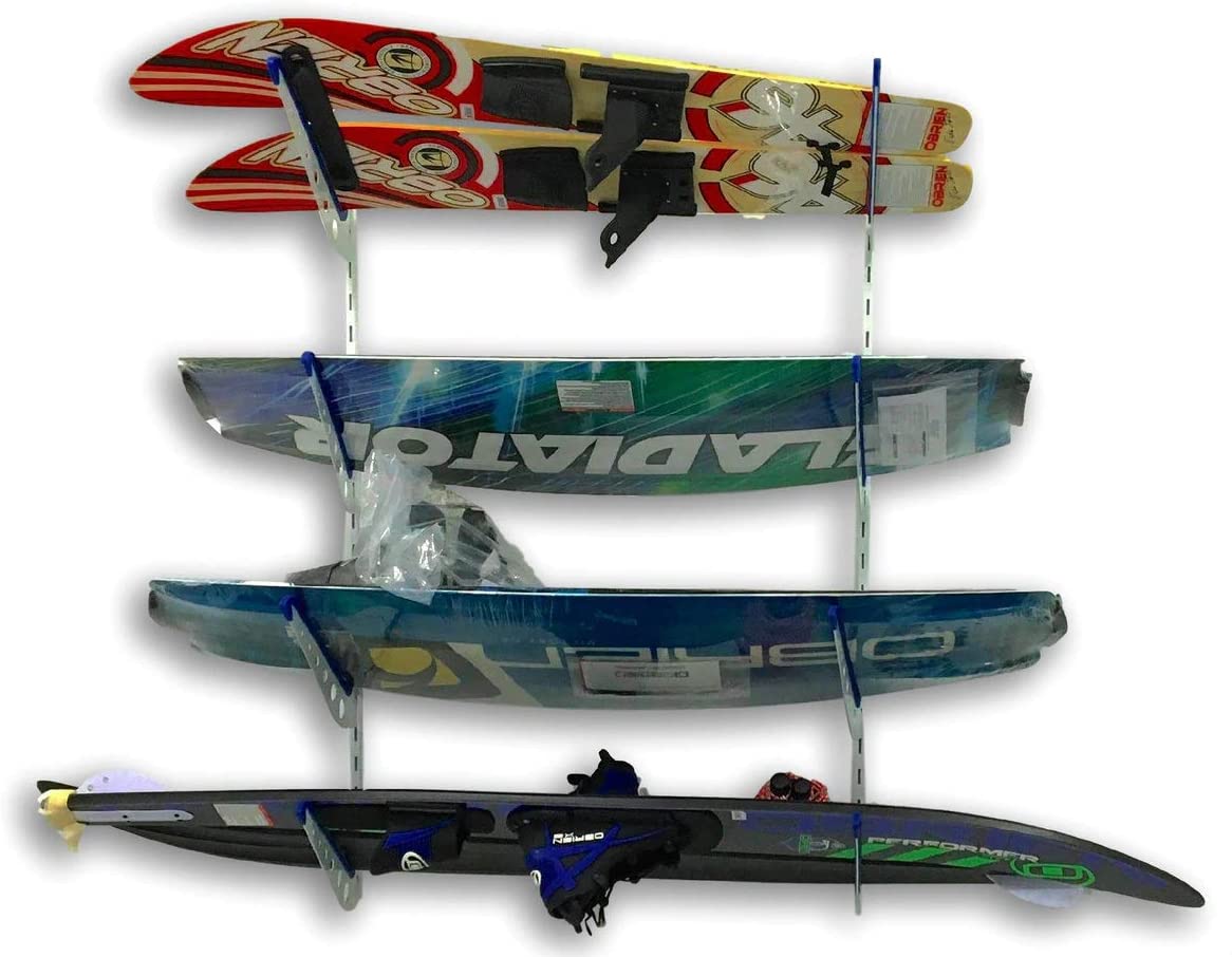 StoreYourBoard Adjustable Water Ski Wall Storage Rack, Holds 4 Sets of Skis, Garage Home Boathouse Organizer - image 4 of 4